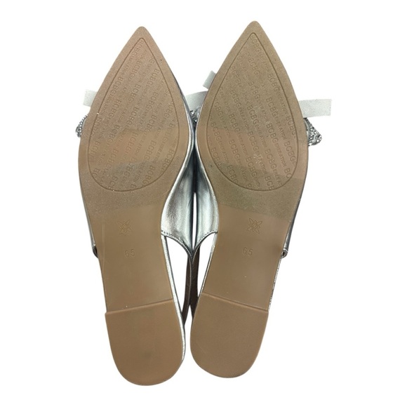 BCBGeneration Katly Metallic Silver Rhinestone Bow Slingback flats Size 6.5 NEW - Picture 7 of 9
